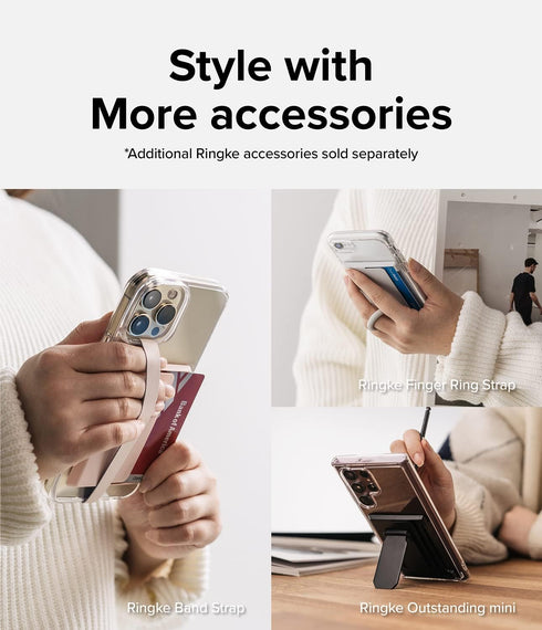 Ringke Side Slot Card Holder for Phone Case, Business Card Holder for iPhone, Galaxy, and Pixel, Clear Mist