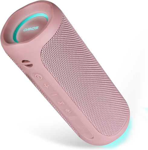 Outdoor Portable Bluetooth Speaker, Wireless IPX7 Waterproof, 25W Loud Sound, Bassboom Technology, 16H Playtime, Pink