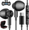 USB C Headphones for Samsung S24+ S24 Ultra, Type C Earphones with Microphone, HiFi Stereo Wired Earbuds for Galaxy