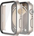 Misxi 2 Pack Hard PC Case with Tempered Glass Screen Protector for Apple Watch Series 9, 8, 7 45mm, 2 Starlight