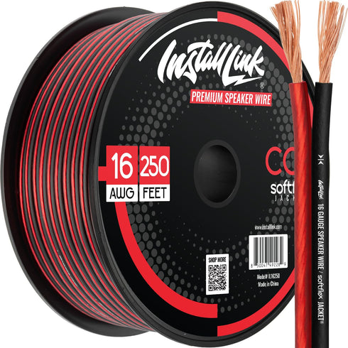 Install Link 16 AWG Gauge Speaker Wire Cable, 250 Feet for Car or Home Theater