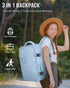 Waterproof Travel Backpack for Women Men, Flight Approved Carry On Overnight Bag for 17'' Laptop, Light Blue