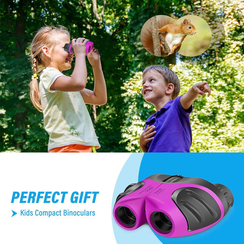 VNVDFLM Binoculars Toys for Children, Birthday Gifts for 4-9 Years Old Boys and 5-12 Years Old Girls, Pink