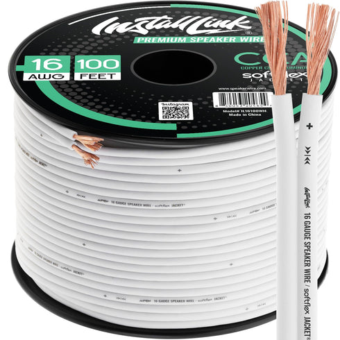 Install Link 16 Gauge Speaker Wire (White) for Car, Home or RV