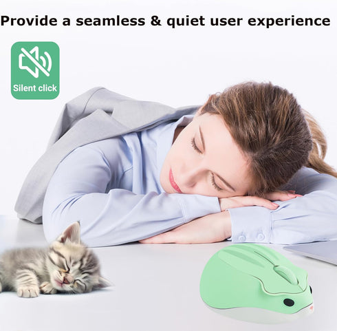 Wireless Mouse Cute Hamster Shape, Silent Click Portable Mobile Optical 1200DPI USB for PC Laptop