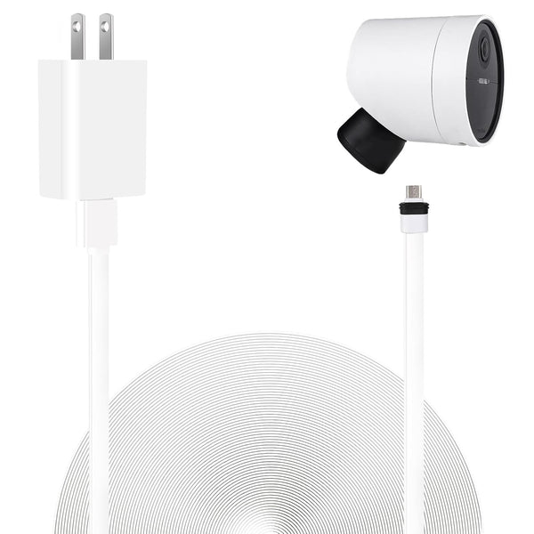 SimpliSafe Wireless Outdoor Security Camera Power Cable - 16.5Ft/5m Weatherproof USB for Continuous Power - White