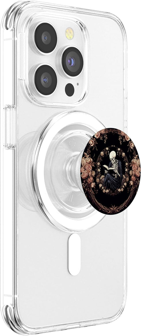 Book Lover Gothic Bookworm Reading Skull Bones Librarian PopGrip for MagSafe