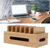 Bamboo Charging Station Rack for Multiple Devices, Universal Docking Station USB Multi-Charger Organizer Compatible