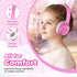 Shop upgraded Pink Kids Headphones: Wired, foldable, 85dB volume limit, stereo sound for school, travel, and tablets.