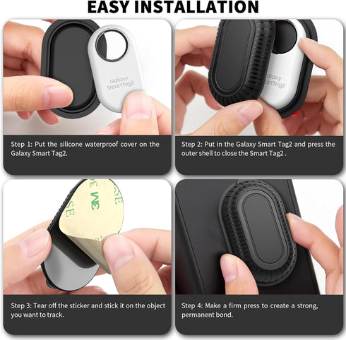 2 Pack Adhesive Case for Samsung Galaxy SmartTag2, Hidden Full Protective Silicone Case with 3M Adhesive Sticker