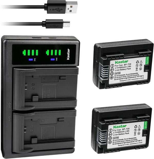 Kastar 2-Pack BP-709 Battery and LTD2 USB Charger for Canon VIXIA HF R37, R38, R40, R42, R50, R52 Cameras