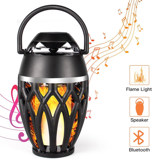 Vanten Outdoor Bluetooth Speakers, Bluetooth 5.0 Led Flame Speaker, IPX5 Waterproof Flame Torch Atmosphere Speaker, Patio Speakers Gifts for Men Women, Decorations for Party Garden Home