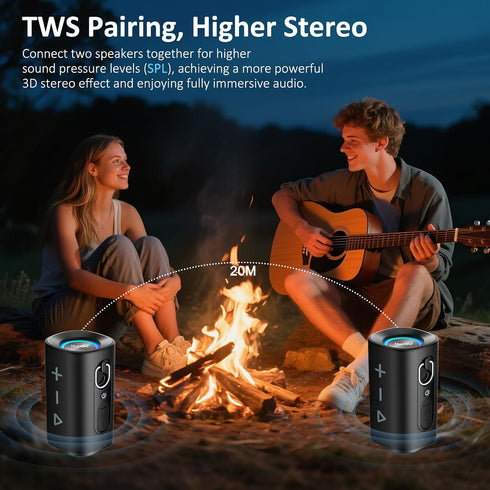 Hupoaf 5.4 2026 20W IP-X7 Bluetooth Speaker, Wireless Bluetooth Speaker with Stereo Deep Bass, HD Call, Colorful RGB