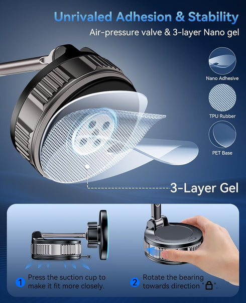 ILOUYU [15W 120+ LB 2800gf 360 17 16 15 14 13 12 iPhone Car Mount Charger Fast Wireless Charging, Strongest Suction