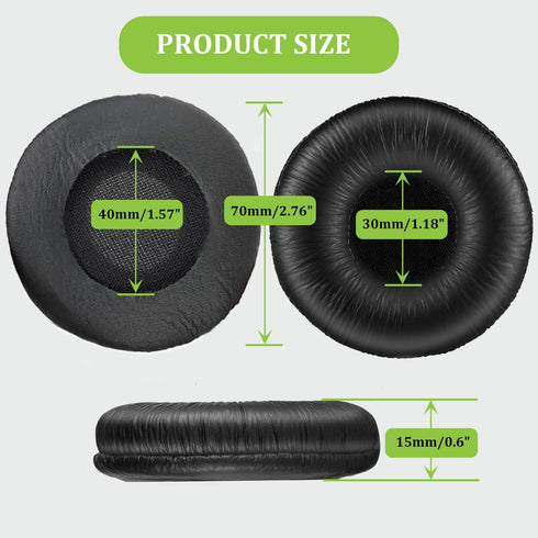70mm Replacement Ear Pads for Sony Headphones, Fits MDR-ZX100 ZX110 ZX110NC ZX110AP ZX110P ZX300 ZX310 ZX330BT (2 Pack)