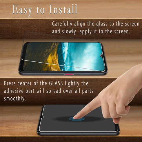 HPTech Tempered Glass Screen Protector (2 Pack) for T-MOBILE REVVL 6 5G / REVVL 6x 5G, Anti-Scratch, Bubble-Free.