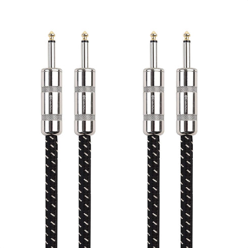 Cable Matters 2-Pack Premium Braided 12 AWG Speaker Cable 3 ft with 6.35mm TS Connector