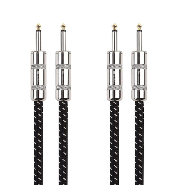 Cable Matters 2-Pack Premium Braided 12 AWG Speaker Cable 3 ft with 6.35mm TS Connector