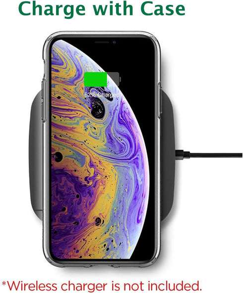 TENOC Gray Phone Case for iPhone Xs Max, Clear Shockproof Protective Bumper Slim Cover for 6.5 Inch