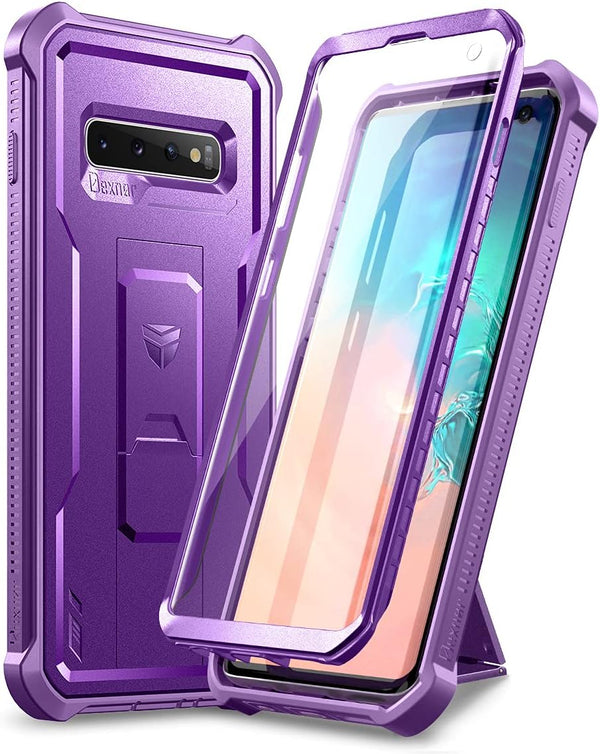 Dexnor Heavy Duty Case for Samsung Galaxy S10, Built-in Screen Protector and Kickstand, Shockproof Protective Cover,
