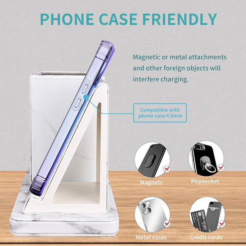 Wireless Charger with Desk Organizer, Charging Station for iPhone 14/14 Pro/13/12/11/Samsung Galaxy S23/S22/S21/S20
