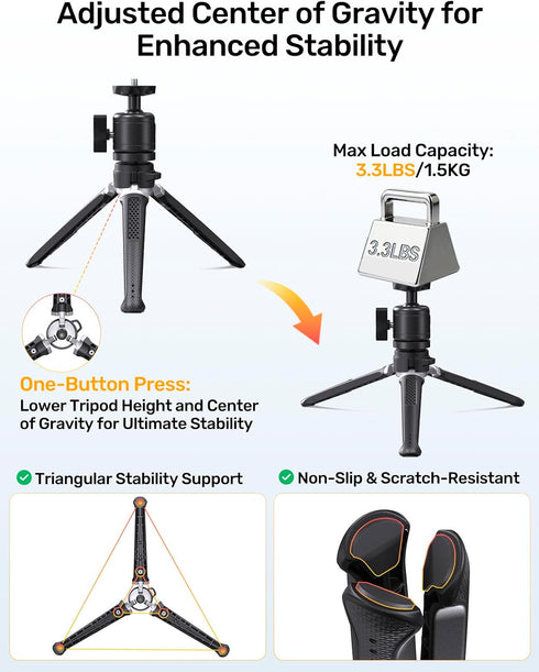 jidinung C920 C922 C922x C925e C930 C930e C615 4K N60, 1/4" Webcam Tripod for Desk, Extendable Web Cam Stand Mount