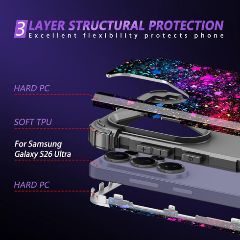Miqala S26 S26 5G,Colorful for Galaxy Ultra Case,Glow in The Dark Three Layer Heavy Duty Shockproof Protection Hard