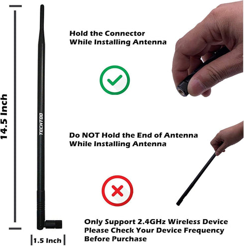 TECHTOO 9dBi 2.4Ghz 2Pack) WiFi Antenna with SMA Male Connector Compatible W/Foscam Anran Haloview IP Camera & Other