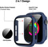 BHARVEST 2 Pack Hard PC Case for Apple Watch Series 9/8/7 45mm, with Tempered Glass Screen Protector, (Black+Blue)