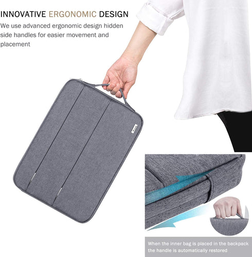 Voova 14 15 Inch Laptop Sleeve Case, Waterproof Bag Cover for MacBook Pro 14 M3/M2/M1, MacBook Air 15 M2, Grey