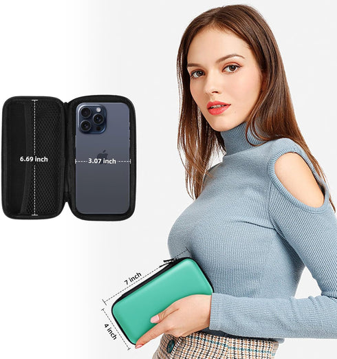 iMangoo Shockproof Organizer Case - Small Travel Essentials Pouch for Electronics, Zipper Tech Cord, Power Bank (Mint)