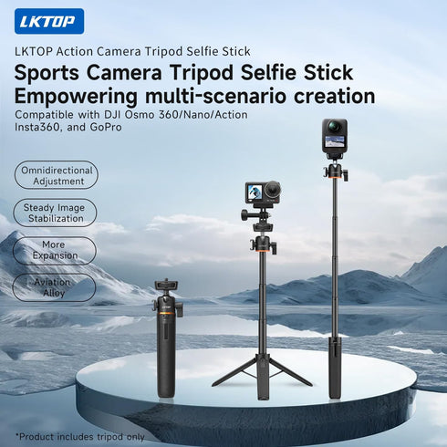 LKTOP 3 Nano/360 5 Pro/6/4/3 360/Xtra 1/4" 8-22'' Pocket Tripod Selfie Stick for DJI Osmo Vlog Handle Grip Action