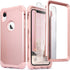IDweel iPhone XR Case, Rose Gold 3-in-1 Shockproof Hybrid Cover with Tempered Glass Screen Protector for Women.