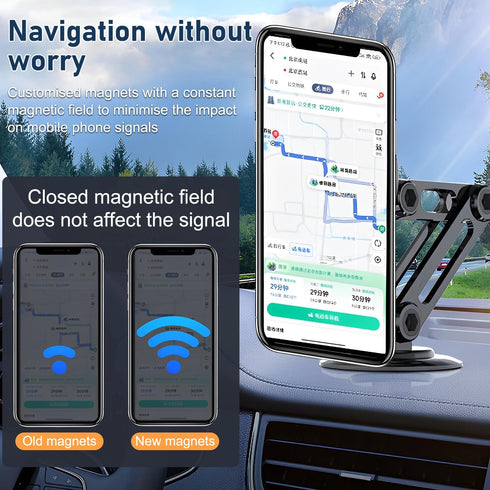 Universal 360° PRO Magnetic Suction Phone Holder for Car, Alloy Folding Magnetic Cell Phone Holder, Dashboard Mount for
