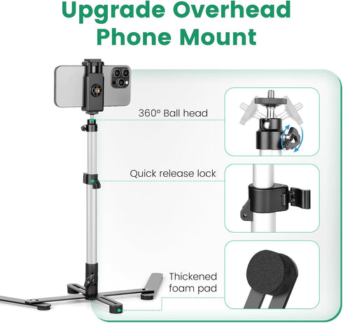 JOILCAN 360 Overhead Tripod for Mini Projector, Adjustable Overhead Phone Mount, Tabletop Tripod for Cookie Decorating