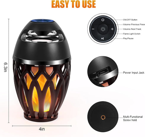 Ailanxin Speaker,Ipx5 5.0 Outdoor Bluetooth Speakers, Wireless Speaker with LED Flame Waterproof Design, Bluetooth LED