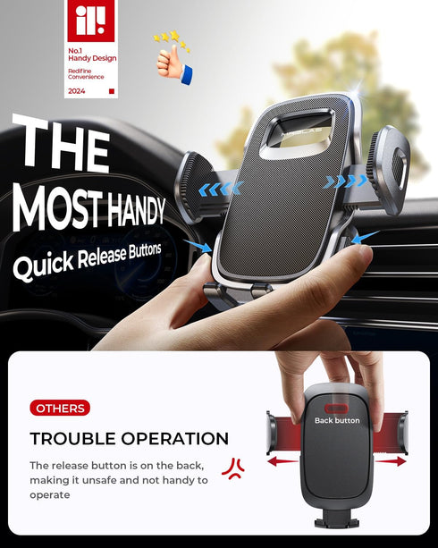 MRGLAS 2026 Upgraded Phone Holders for Your Car with New Metal Hook Clip, Handy Air Vent Cell Phone Car Mount [One Hand
