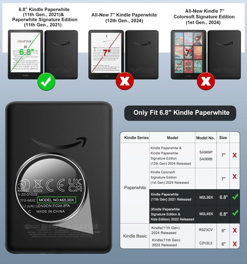MoKo 6.8 Inches 2021, Case for Universal E-Book Reader and Tablets Ultra Clear Soft Flexible Transparent TPU Back Cover