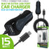 Cellet Fast Charging 15Watt Dual USB Port Car Charger with 4ft Type-C Cable, High Powered 3Amp