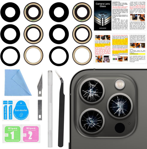 2PCS ASDAWN Back Rear Camera Lens Glass Replacement for iPhone 13 Pro Max and 13 Pro with Pre-Installed Adhesive +