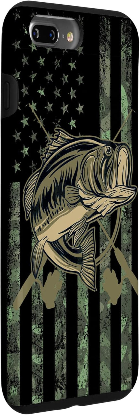 Camo American Flag Bass Fishing Gift Case for iPhone 7 Plus/8 Plus for Fishing Lovers
