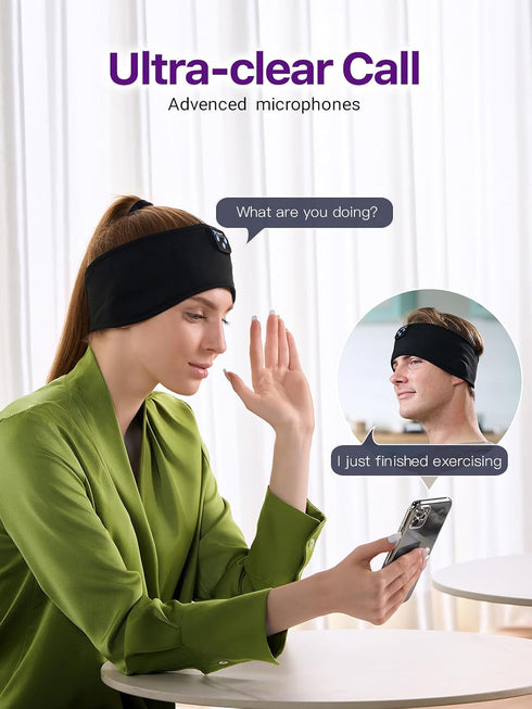 Bluetooth Sleep Headphones with Soft Eye Mask for Side Sleepers - Ideal for Travel, Yoga, Sports, and Housework.