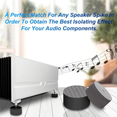 Monosaudio Carbon Fiber Speaker Spike Floor Protectors Speaker Isolation Feet 40x20mm Speaker Spike Floor Protectors Pad Stand for Audio,Speakers,Subwoofers,Amplifier,DAC,PC Case,Turntable(Black)