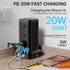 PD20W Surge Protector Power Strip Tower with 15FT Extension Cord, 12 AC & 4 USB (1 USB C) - Office Desk