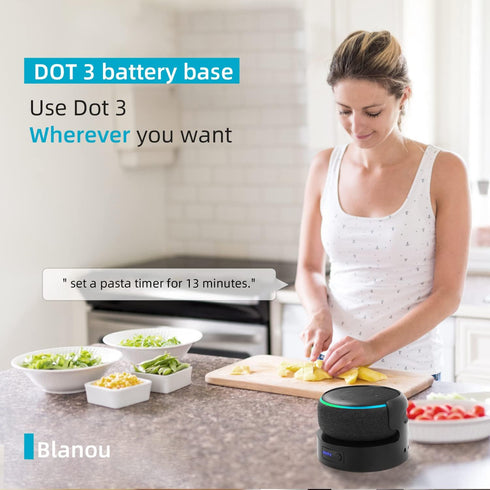 Echo Dot 3 Battery Base, Portable Battery Base for Dot 3rd Gen & Google Mini 2, 5200 mAh, 8 Hours Work Time, Black