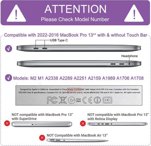 Anban Compatible with MacBook Pro 13 inch Case M2 2025-2016, Plastic Hard Shell + Keyboard Cover, Shiny Rose Gold