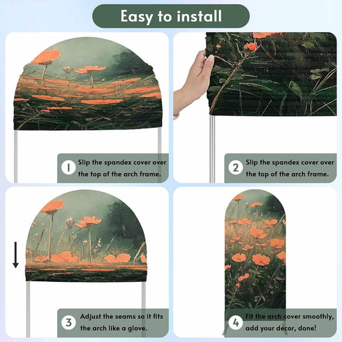 Jnbasdffb 6.6 Red Spring Floral Wedding Arch Cover, Stretchy Spandex Arch Backdrop Stand Covers FT, Modern Oil Painting