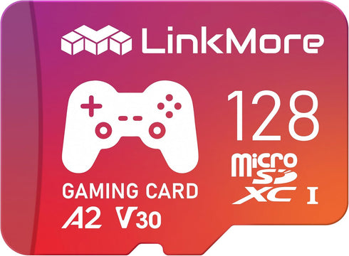 LinkMore 128GB Gaming Micro SDXC Card, A2, UHS-I, U3, V30, Class 10, Read