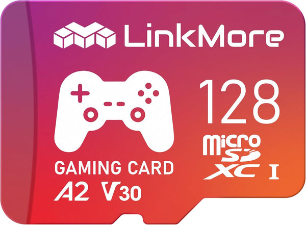 LinkMore 128GB Gaming Micro SDXC Card, A2, UHS-I, U3, V30, Class 10, Read