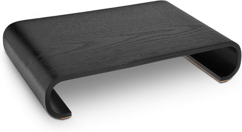 Navaris Wood Monitor Stand Riser - Desktop Organizer for PC TV Screen, Oak with Black Stain